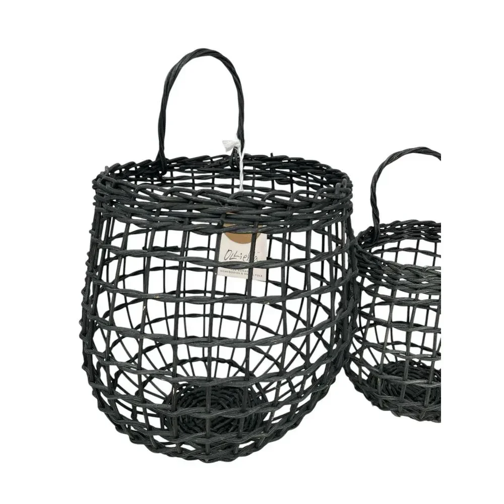 New Olli Ella Onion Baskets Set Two In Ink Handmade